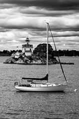 Storm Clouds Over Pomham Rocks Light -BW